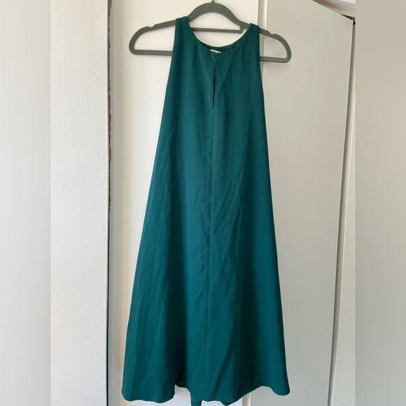 Ann Taylor loft small tall swing dress Racerback tank emerald green holiday - Picture 2 of 7